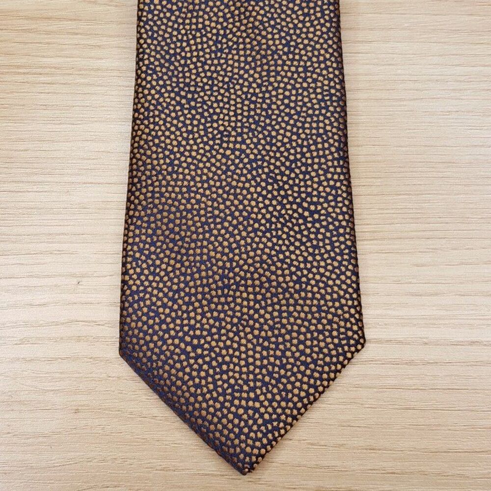 ALFANI Mens Neck Tie Gold Black Abstract Geometric Modern Slim Necktie